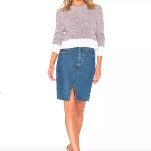 Rag & Bone Blue Denim Front Slit Knee Length Skirt Size 26